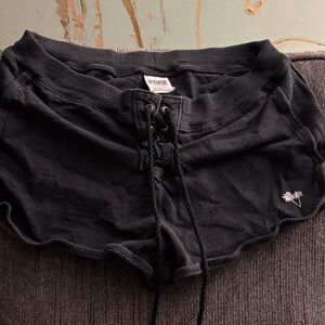 PINK Victoria's Secret Black Lace-Up Athletic Shorts